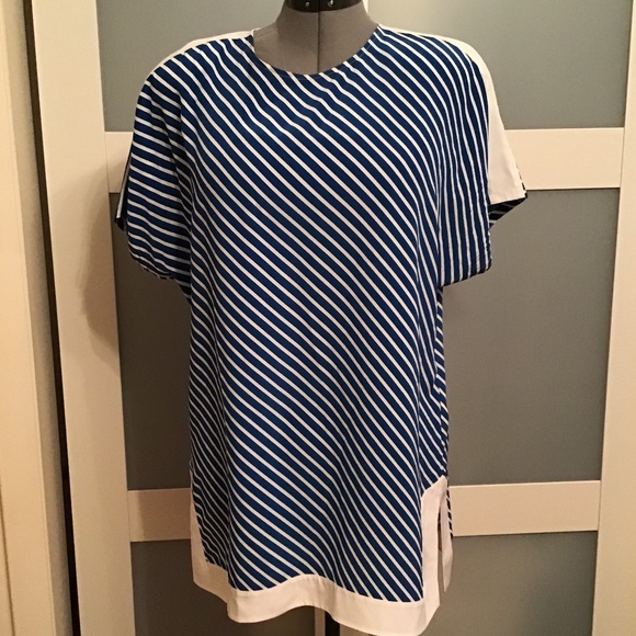 Tory Burch Striped White Blue Tunic Size S/P - Picture 2 of 4